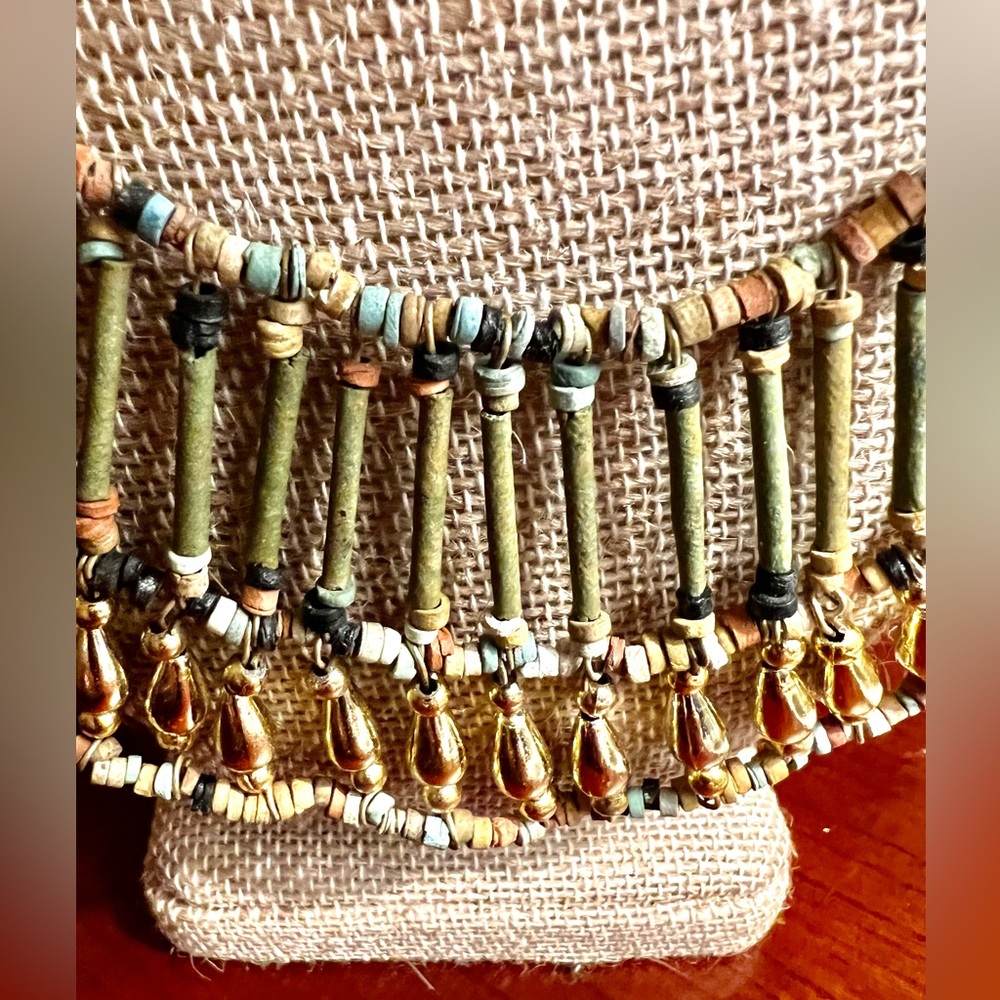 RARE Vintage Egyptian Revival Faience Bead Collar Necklace - Picture 7 of 7